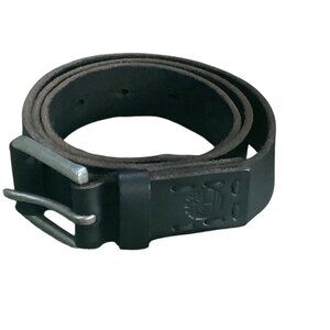 Timberland Genuine Leather Black Belt Men Size 30-32 Durable Embossed Logo